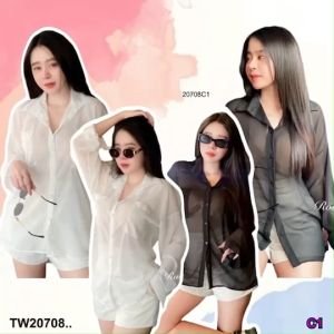 B20708 เสื้อเชิ้ตแขนยาว ซีฟองเนื้อทราย long sleeve shirt Gazelle chiffon