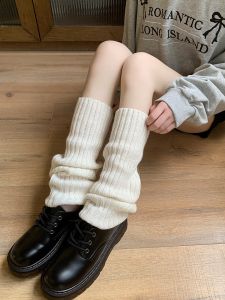 White Socks for Women Spring & Fall Thin Pile Style Foot Sock with Mary Jane Shoes Leg Warmer Slim Looking Modified Calf JK Tube Socks