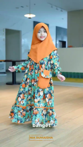 Gamis Anak Muslimah Set Jilbab || Kinsa Dress Syari Kids By Nia Rumaisha