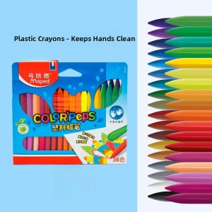 Maped Non-Messy Hand Plastic Crayons Childrens Oil Pastels 24 Colors Kindergarten Triangle Crayons 36 Colors Washable Baby Coloring Drawing Pen Vibrant Colors 48 Colors Painting Pen