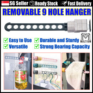 Removable 9 Hole Hanger – Grey  Wall-Mounted Window Frame Drying Rack Space-Saving Multifunctional and Portable Balcony Drying Rod for Towels and Clothes |Hanger| Clothes and Hanger| Hole Hanger