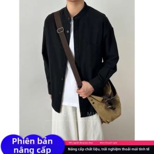 CHENMU | Áo Sơ Mi Tay Dài Cổ Henry Chất Vải Cotton Linen
