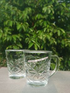 CANGKIR KOPI SUSU 2PCS/GELAS KOPI MOTIF BUNGA CANTIK/GELAS KACA BENING /GELAS/GELAS SUSU/GELAS BELING GELAS KOPI MURAH