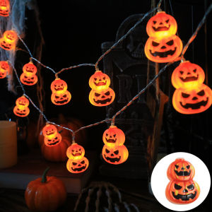 Halloween Pumpkin String Lights Warm LED Fairy Lights Battery Operated Decor Lights for Halloween Party Decorations