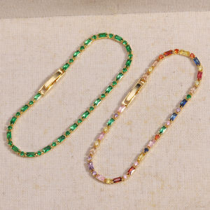 Green Multicolor CZ Tennis Bracelets for Women Ladies Wedding Rainbow Zircon Charm Bracelet Hand Chain Jewelry For Student Gift