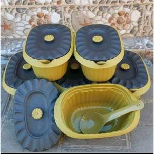 6pcs Wadah Sayur Tutup Set Sendok Basi Prasmanan+Sendok Set Wadah Sayur Mangkok Sayur