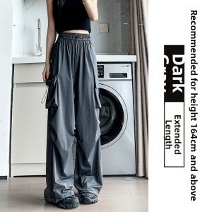 LANMENGYA | Workwear Style Pants Leisure Comfort Quick Drying Loose Fit Parachute Fabric Wide Leg