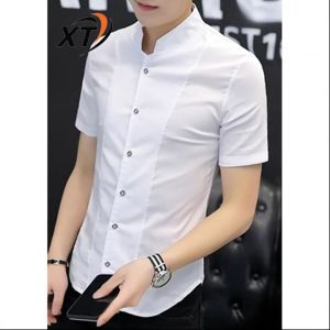 Áo sơ mi nam cộc tay cổ đứng dáng ôm body thiết kế đơn giản thanh lịch N20