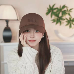 Mũ Bóng Chày Thêu Chữ Thời Trang Mùa Xuân 2025 Cho Nữ Cỡ Lớn Hình Mỏ Vịt Mũ Tròn Cho Khuôn Mặt Tròn