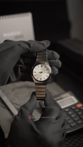 Jam Tangan Pria Casio MTP-E735B-7A Metal Octagonal Silver Dial Black Stainless Steel Band