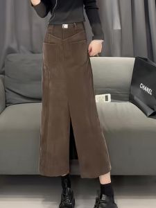 Fashionable High Waist Slit Design Midi Skirt Womens plus Size A-Line Skirt Korean Style Straight Cut Summer New Arrival