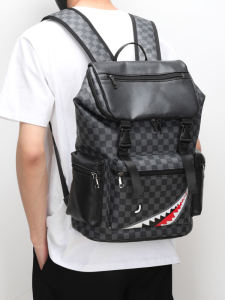 กระเป๋าเป้สะพายหลังผู้ชายดีไซน์ปากฉลามแฟชั่นกระเป๋าเดินทางความจุขนาดใหญ่สําหรับนักเรียนมัธยมปลายและวิทยาลัยพร้อมช่องใส่แล็ปท็อป