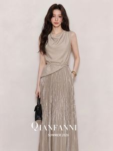 QFN | Bộ Đầm Xếp Ly Dáng Draping Thời Trang Tối Giản Thanh Lịch
