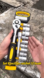 KEELAT 12PCS 1/2" 3/8" High Torque 12 Piece Socket Ratchet Wrench Car Repair Motorcycle Repair Tool Hardware Repairing
