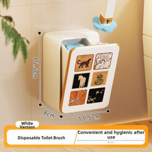 No Dead Corners Toilet Brush Set Long Handle Wall-Mounted Drill-Free Cleaning Brush