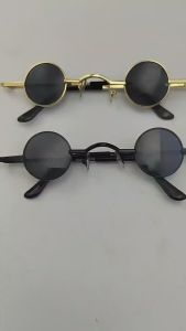 Retro Mini Sunglasses Round Men Metal Small Round Framed Sun Glasses Popular Color Sunglasses Fashion Vintage Rock Punk Man Sunglasses Classic Small Round Sunglasses Women Wide Bridge Metal Frame Black lens Eyewear