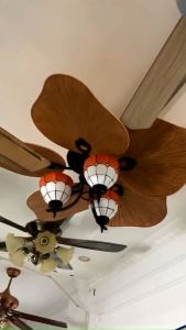 (Lõi Đồng 100%) Quạt Trần Cánh Lá Có Điều Khiển Từ Xa 6 Tốc Độ Mát Decor Biệt Thự Khách Sạn Nhà Hàng