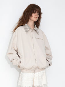 Retro BARN-Style Two-way Wearing Checkered Dropped Shoulders Loose Fit Jacket