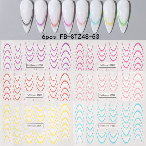 Gradient French Nail Art Stickers Ink Blooming Wave Line Water Transfer Sliders Decals DIY Ombre Manicure Decorations Foils