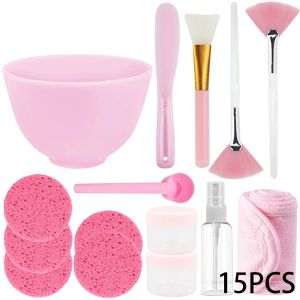 15PCS Face Skin Care Set Facemask Mixing Bowl Tools Silicone DIY Mud Clay Facial Mask With Make up Brushs Sponge Beauty Tools