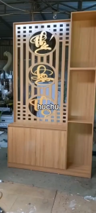 Vách ngăn bình phong kiêm tủ rượu Phúc lộc thọ gỗ mdf phủ min HUCHU vn01