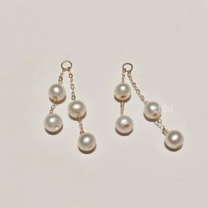 Real 18K Gold natural Freshwater Pearl Au750 Accessories DIY for earrings Womens Boutique Jewelry Gift W10001