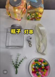 New Mini Glass Fish Tank Kit with LED Light Colorful Stones Artificial Grass & Ribbon - Ideal for Small Pets