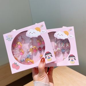 Quà tặng cho bé-Sét phụ kiện cho bé gồm vòng cổ nhẫn bông tai dây buộc tóc và kẹp tóc