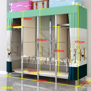 ตู้เสื้อผ้าสแตนเลสแบบเรียบง่ายสำหรับห้องนอนใช้ในบ้านตู้เสื้อผ้าเสริมความแข็งแรงพับเก็บได้กันฝุ่นสำหรับแขวนเสื้อโค้ทยาวตู้เสื้อผ้าแบบแขวนบนและล่าง