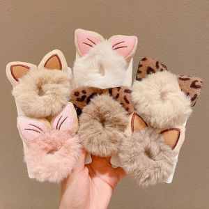 Autumn Winter Plush Cat Ear Hair Ring Female Cute High Elasticity Children Hair Rope Simple Hair Accessories