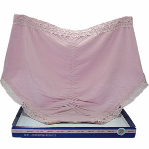 CaiTian Womens High-Waist Hip-Lifting Underwear Lace Trim Modal Cotton Solid Color Flat Foot Large Size Hip-Lifting