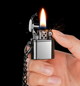 Bật lửa hột quẹt xăng đá mini vân bóng trơn fullbox độc lạ - xài xăng