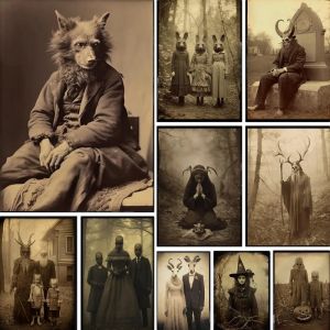 Dark Academia Art Grotesque Poster Prints Gothic Ghost Witch Monster Demon Devil Canvas Painting Wall Art Home Decor Unframed