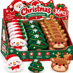 36Pcs Christmas Plush Brooch Pins Embroidered Santa Snowman Tree Design for Clothing Bag Decoration Holiday DIY Accessory