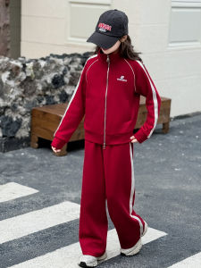 MPW | ชุดเด็กผู้หญิงสไตล์เกาหลี ชุดสองชิ้น ลายปัก สายรัด แฟชั่นฤดูใบไม้ร่วง ชุดสเวตเตอร์ผ้าฝ้ายผสมโพลีเอสเตอร์