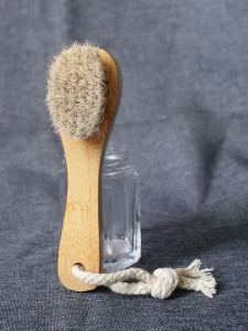 Portable Soft Bristle Bamboo Body Brush Facial Cleansing Makeup Removal Massage Tool Promotional Gift by Yijianjia