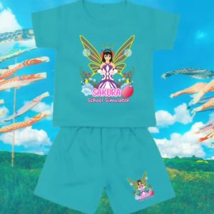 Setelan anak usia 1-8 tahun Sakura Kupu lengan pendek