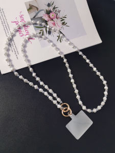 สร้อยคอผู้หญิงแบบยาวพิเศษ โซ่โทรศัพท์มือถือแบบสะพายข้าง โซ่ลูกปัดมุกหรูหรา สไตล์เกาหลี สายคล้องกระเป๋าโทรศัพท์มือถือ สายคล้องโซ่