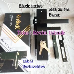 Kunci Pintu  Besar Full Set Hitam 25 cm Gagang Kunci Pintu Besar Black 25 cm Kunci Pintu Rumah 1 Set Lengkap