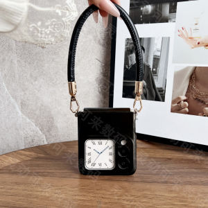 เคสโทรศัพท์ Huawei NovaFlip แบบสะพายข้างสำหรับผู้หญิง ป้องกันรอยขีดข่วน หนังสีดำ พร้อมสายสะพายไหล่ พร้อมขาตั้ง