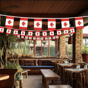 FLAGLINK 24pcs/set Canada Flag14x21cm 20x30cm Home Decor Canada bunting flags canada Pennant String Banner Buntings Festival