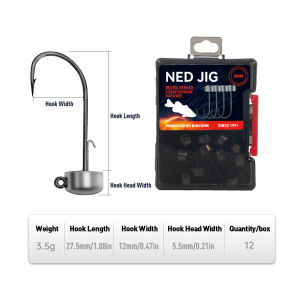 Kingdom Ned Jig Lead Head Fishing Hooks 12Pcs 1.8g 2.7g 3.5g 4.2g Anti-drop Barb High Carbon Steel Hooks For Soft Plastic Baits