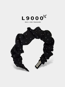 เรียบหรู สีดำ Polka Dot ผ้าซาติน ที่คาดผมพร้อม พลีท ดีไซน์ เปิดตัวใหม่ ทันสมัย อุปกรณ์เสริมเครื่องประดับศีรษะ By L9000