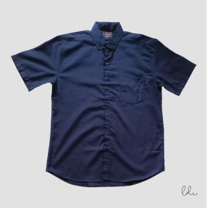 Kemeja Pria Lengan Pendek Jumbo Navy Biru Dongker Distro Motif Polos Formal Big Size XXXXL 5XL 6XL