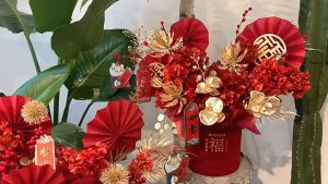 Hộp Nhung Cắm Hoa Tết Màu Đỏ - SIÊU ĐẸP HT185