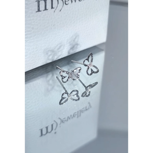 MJ Jewellery 925 Sterling Silver Butterfly Earrings SS169 Plated White Gold