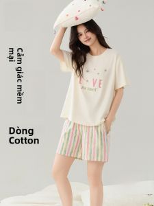 MiiOW | Áo ngủ cotton tay ngắn mùa hè mới dành cho nữ MiiOW Cat Person Áo ngủ cotton nguyên chất dễ thương ngọt ngào mặc ở nhà Bộ đồ ngủ mùa hè