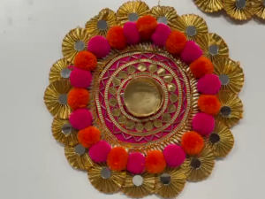 Flower Reusable Handmade Colourful Tealight Candle Holder | Decorative Diwali Gift Pooja & Festive Decor Rangoli Making Item (Pack of 1 Size 8 Inches)