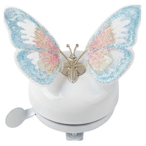 Bike Bell for Kids & Adult Bikes White Bicycle Bell with Butterfly Design Magnetic & Adhesive DIY Decoration Metal Bike Bell