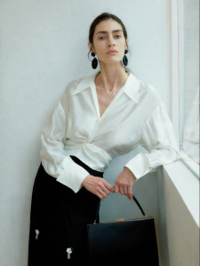 White V-neck blouse